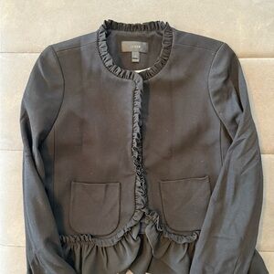 J. Crew Black Ruffled Jacket